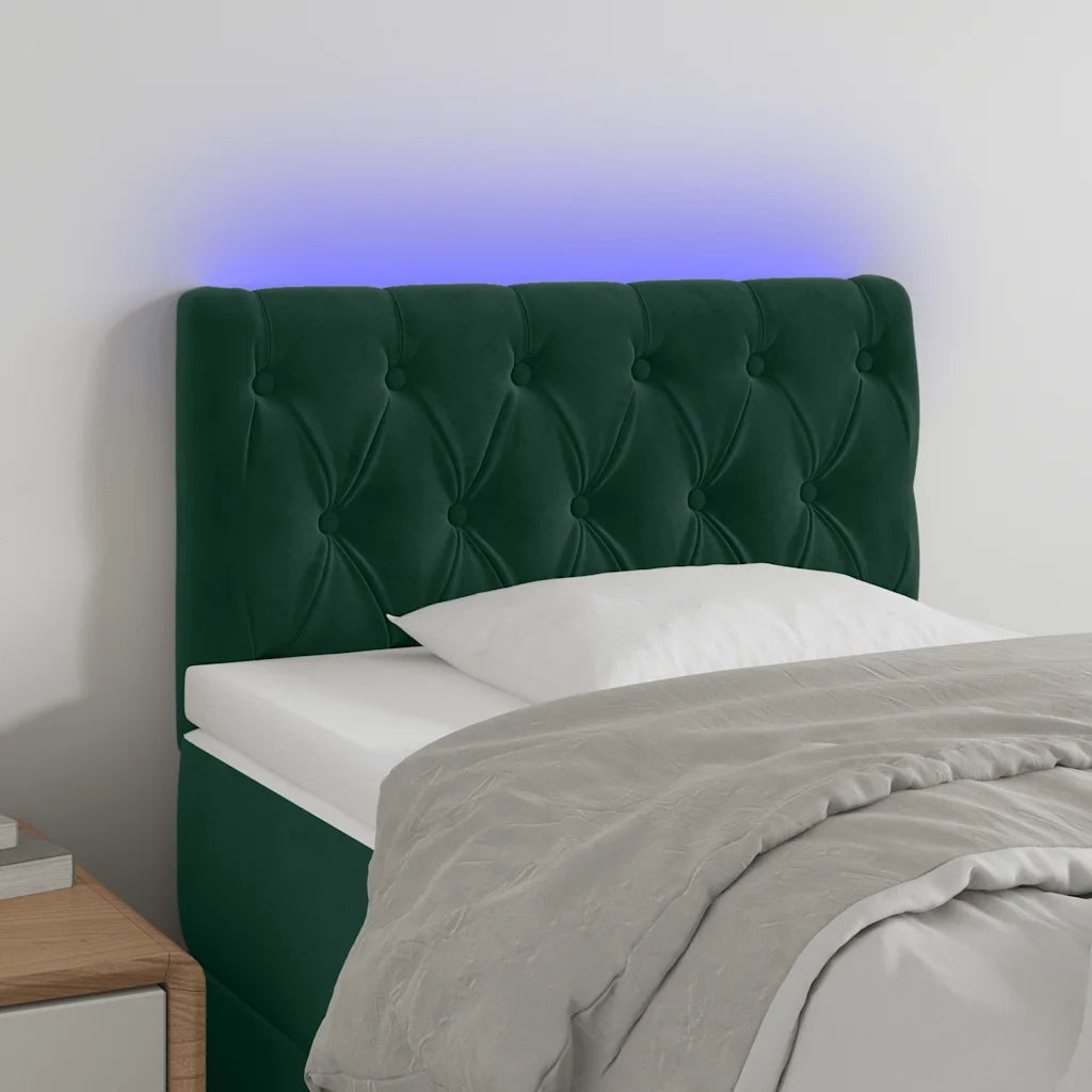 Testiera a LED Verde Scuro 80x7x78/88 cm in Velluto