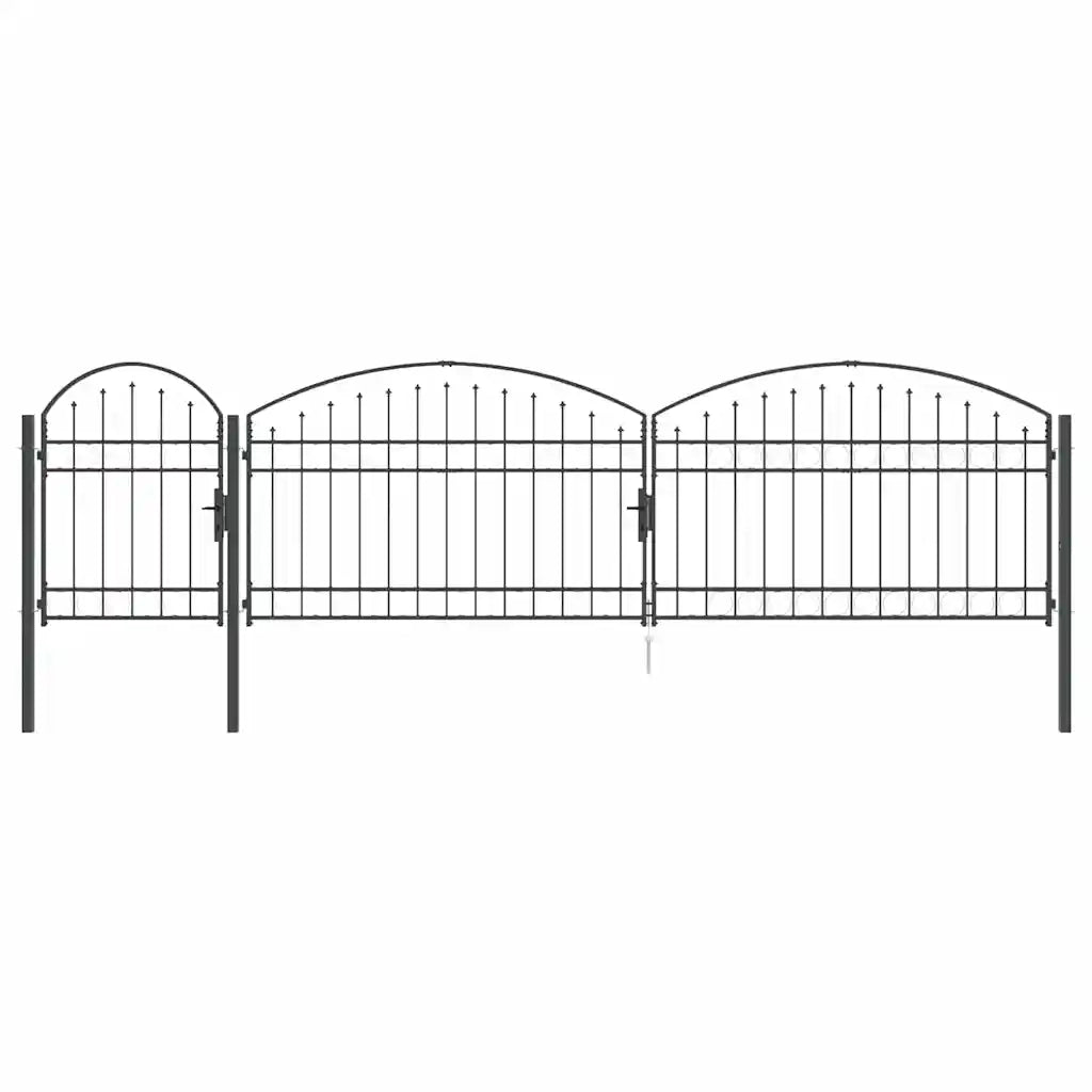 Cancello da Giardino con Parte Superiore Arcuata Assen Grigio 42008958