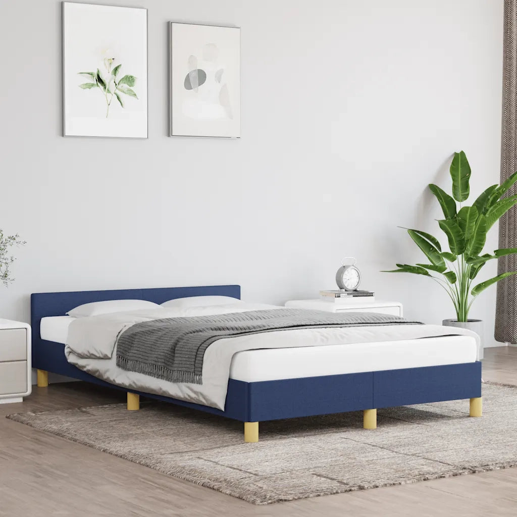 Giroletto con Testiera senza Materasso-Struttura Letto Blu 120x200 cm Tessuto
