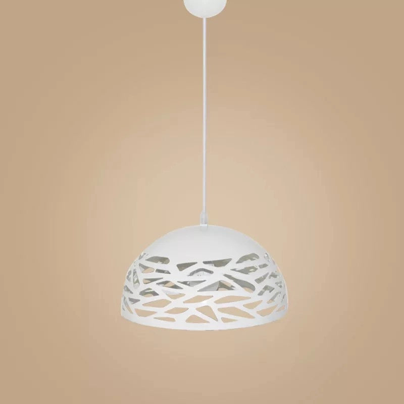 Lampadario sospeso a campana cupola luce led E27 in metallo nero bianco moderno