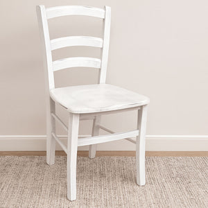 Sedia in legno Venezia colore bianco anticato shabby chic con seduta in massello