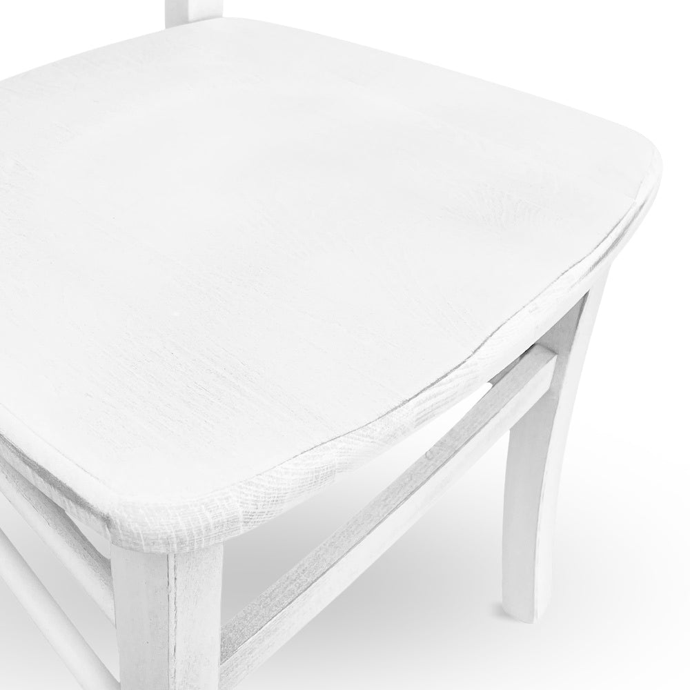 Sedia in legno Venezia colore bianco anticato shabby chic con seduta in massello