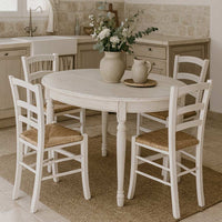 Sedia legno venezia anticata bianca con seduta in paglia palustre