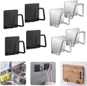 Organizzatore per rubinetti con supporto a spalla 8 pezzi - Cucina - Appeso - Autoadesivo - Imprimito all'acqua - Asciugamani per rubinetti - Copertura per contenitore - Lavabo - Bagno - Argento - Nero