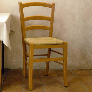 Sedia in legno Venezia noce chiaro con seduta in paglia palustre ristorante