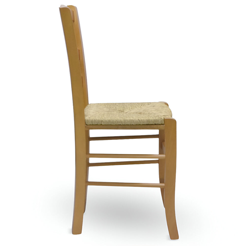 Sedia in legno Venezia noce chiaro con seduta in paglia palustre ristorante