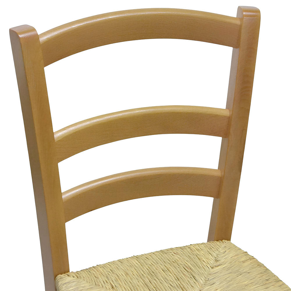 Sedia in legno Venezia noce chiaro con seduta in paglia palustre ristorante