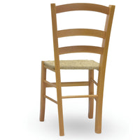 Sedia in legno Venezia noce chiaro con seduta in paglia palustre ristorante