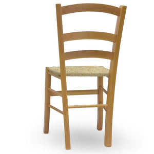 Sedia in legno Venezia noce chiaro con seduta in paglia palustre ristorante