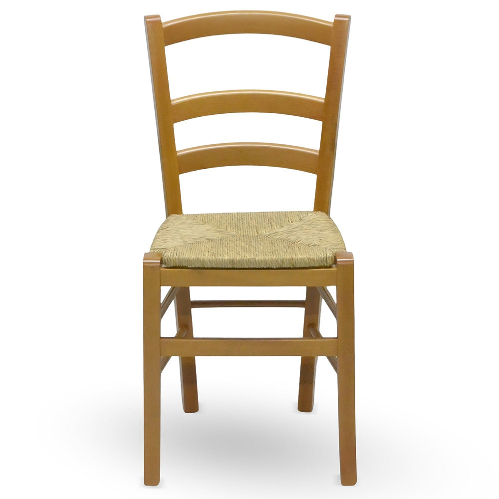 Sedia in legno Venezia noce chiaro con seduta in paglia palustre ristorante