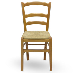 Sedia in legno Venezia noce chiaro con seduta in paglia palustre ristorante