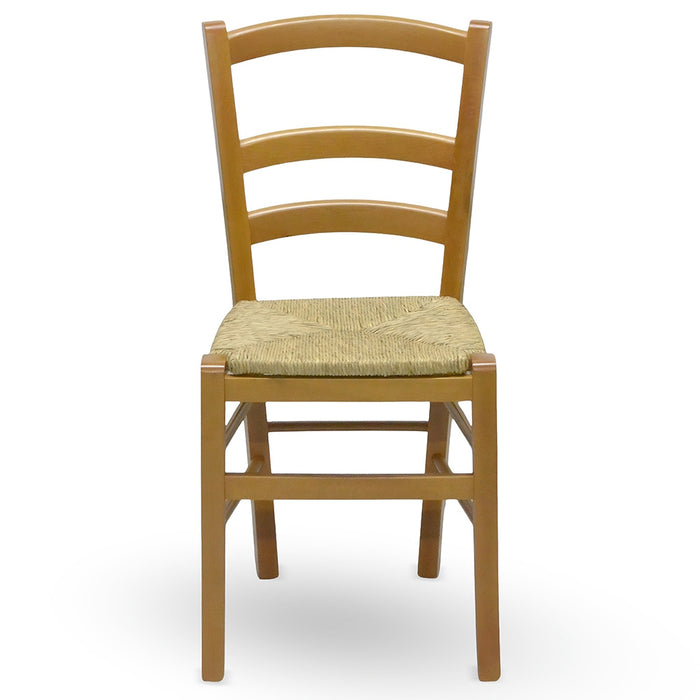 Sedia in legno Venezia noce chiaro con seduta in paglia palustre ristorante