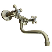 Rubinetto gruppo lavello a parete bronzato, vecchio ottone maniglie a stella