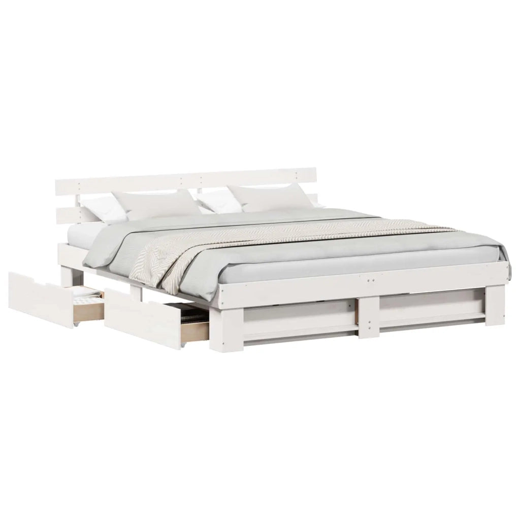 Letto matrimoniale | Letto per adulti | Struttura del letto Bianco 200 x 200 cm Pino massello