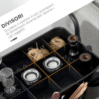 Carrello da Cucina Multiuso 3 Livelli con Accessori Nero