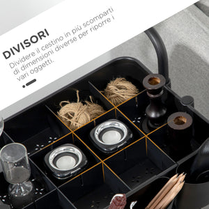 Carrello da Cucina Multiuso 3 Livelli con Accessori Nero