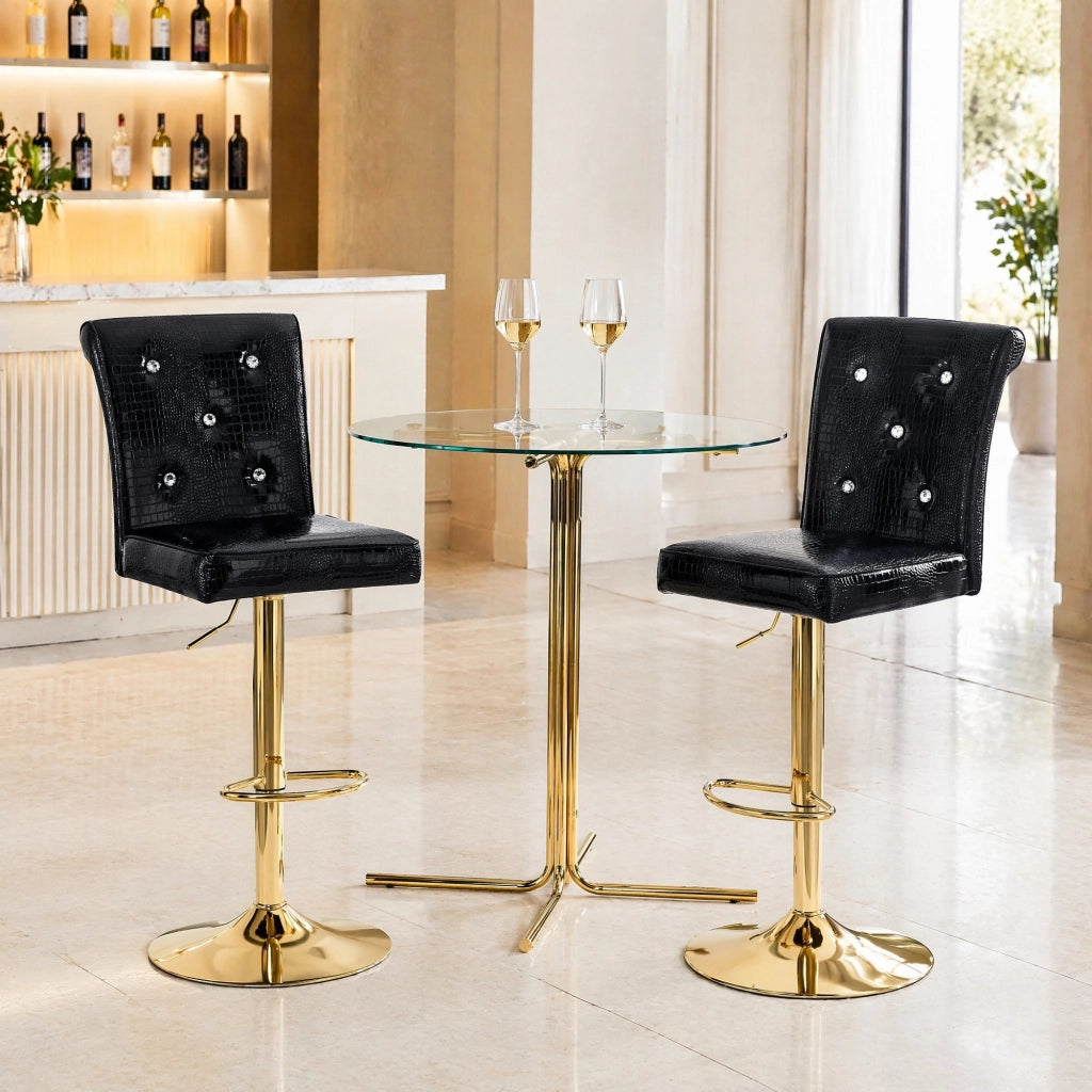 SEDIA Set da 2 pezzi Nero PVC effetto pelle di coccodrillo