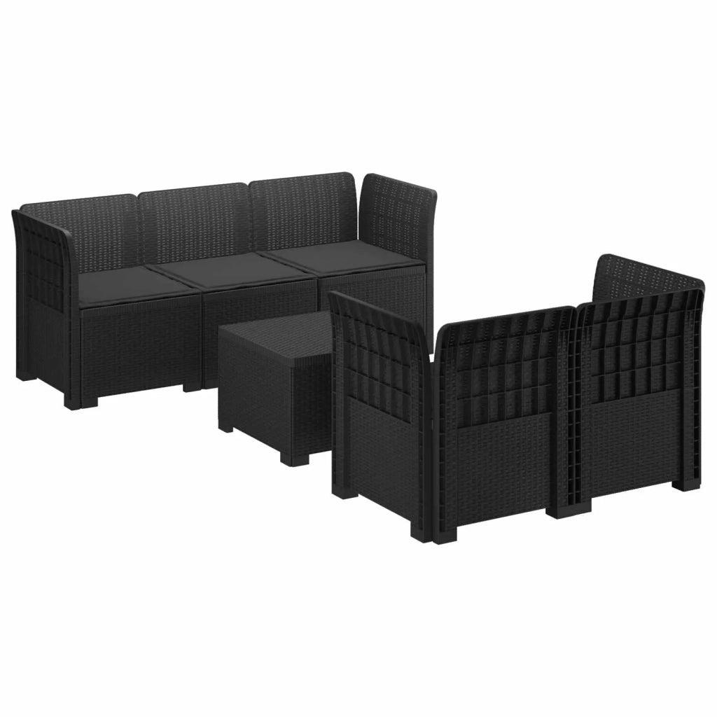 Divano da Giardino 5 Posti con Cuscini Stile Rattan PP 3443891