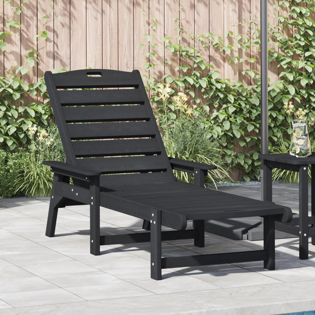 Lettino Prendisole Nero 53x162x98.5 cm HDPE