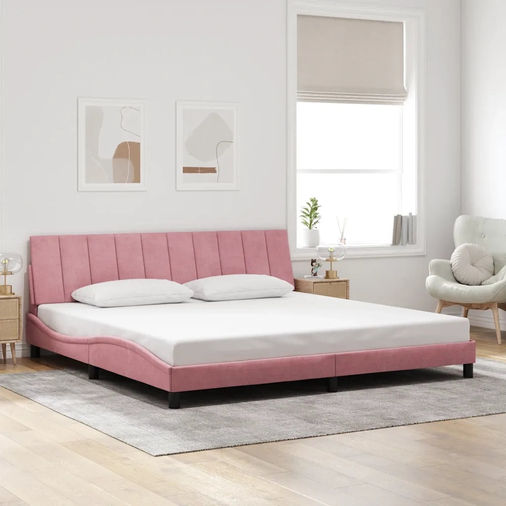 Giroletto senza Materasso-Struttura Letto Hanko Rosa 200x200 cm in Velluto