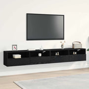 Mobile TV da parete 2 pcs Rovere nero 100 x 30 x 30 cm 862193