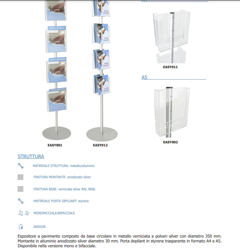 Porta depliant espositore formato A4 - Monofacciale