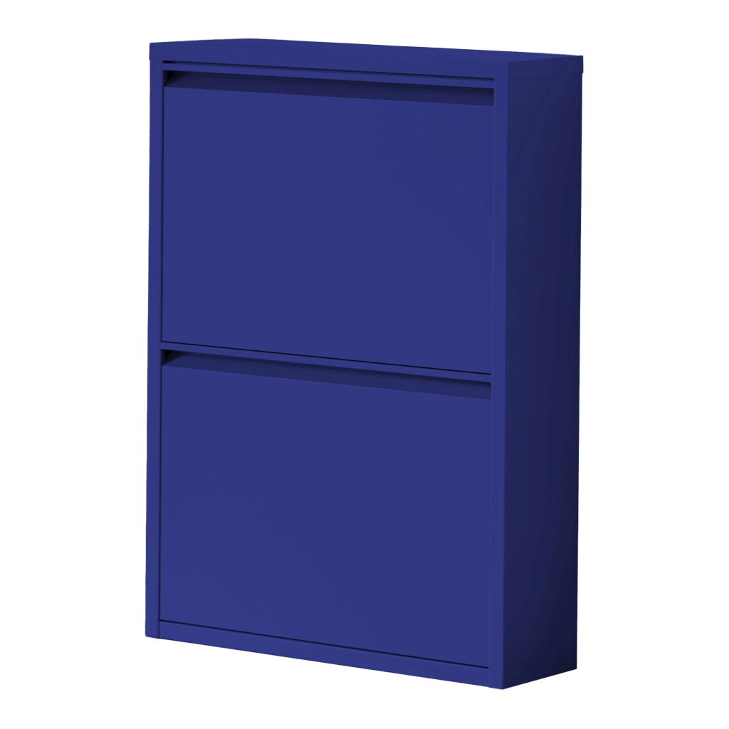 Scarpiera Sokndal con 2 Contenitori Ribaltabili Portascarpe in Metallo - Blu Notte [en.casa]
