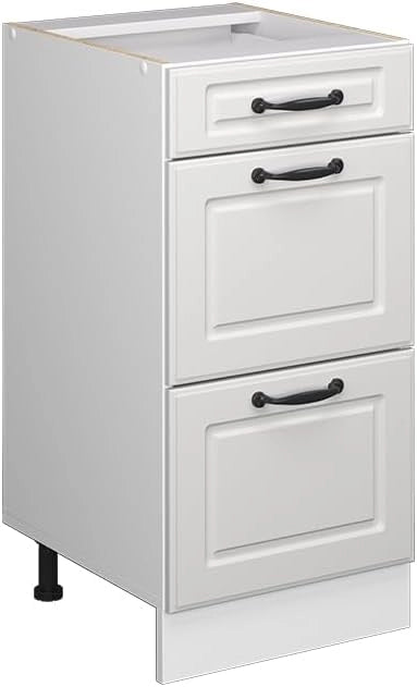 Frontale cucina R-Line, Bianco casa di campagna, 39.6 x 71.3 cm frontale del mobile per mobile base con cassetti