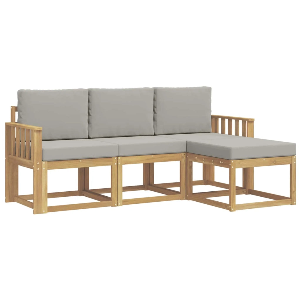 Set di divani da esterno 4 pcs Bianco e Grigio Chiaro 3387450
