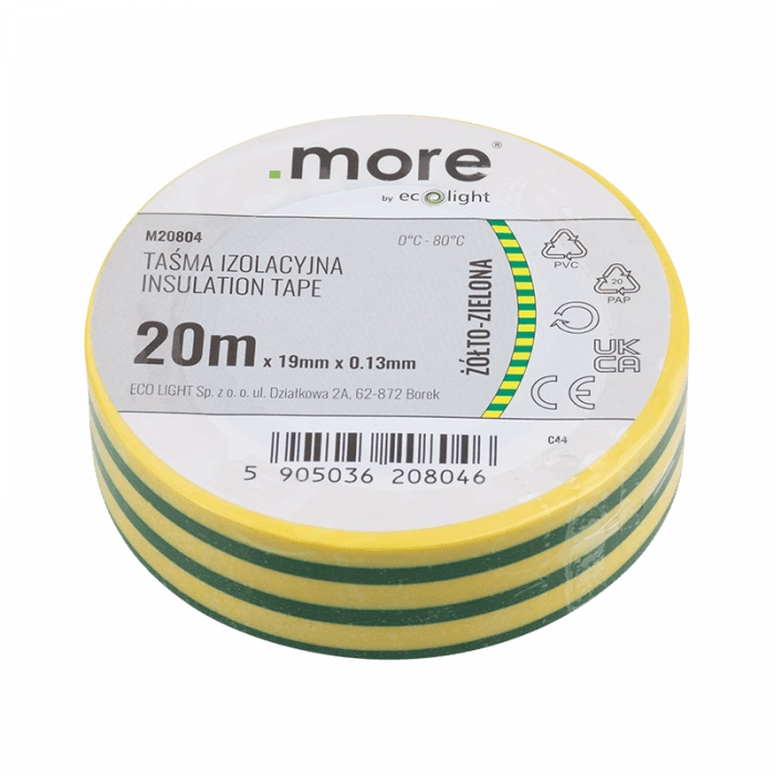 Nastro isolante giallo-verde 19mm x 20m Ecolight