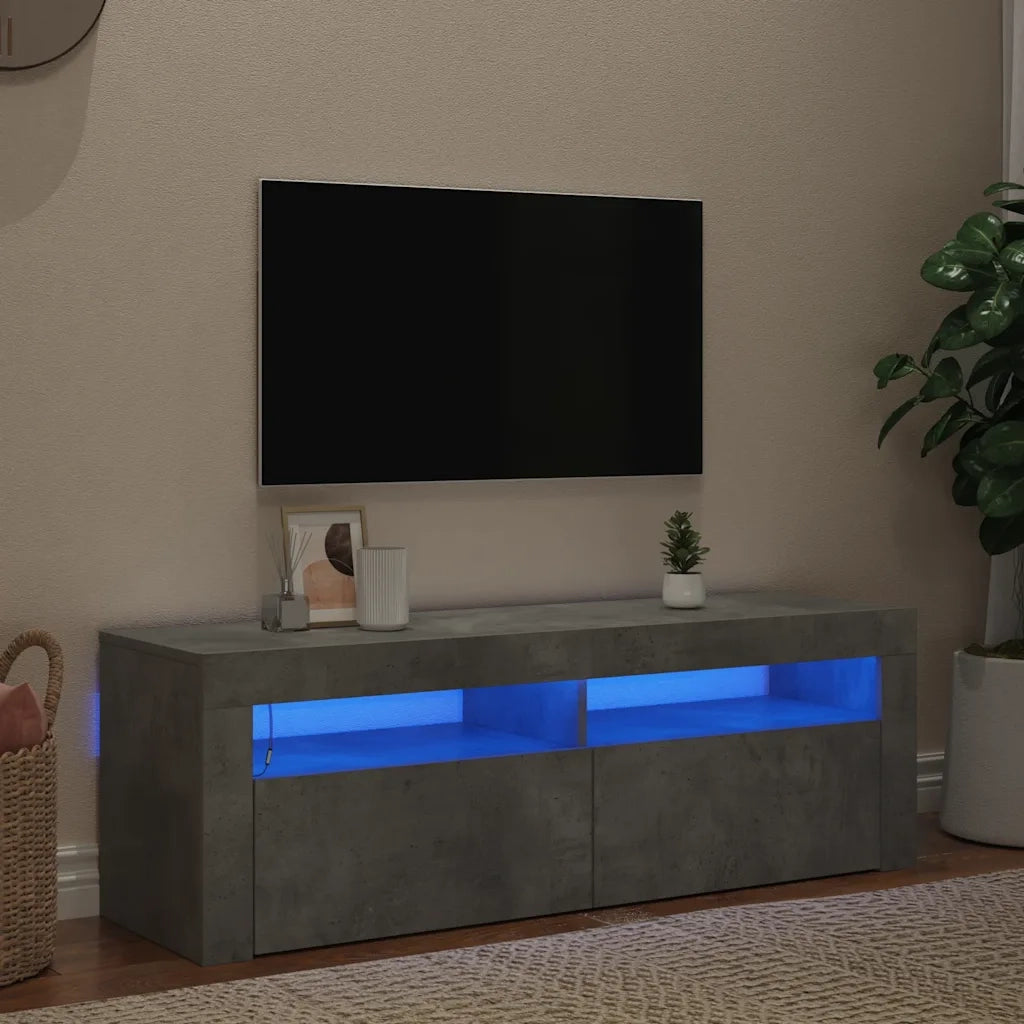 Mobile Porta TV con Luci LED Grigio Cemento 120x35x40 cm 804314