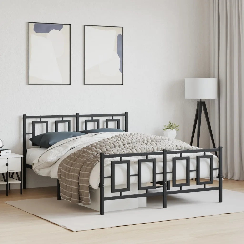 Giroletto con Testiera e Pediera Metallo Nero 135x190 cmcod mxl 112291