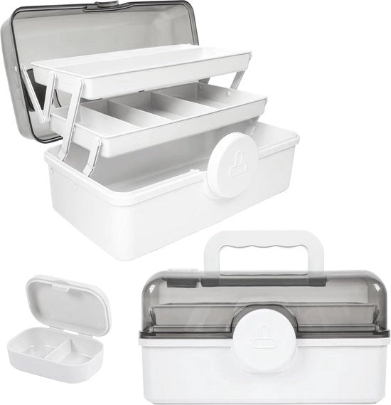 Cassa per farmaci con 3 livelli per la conservazione dei medicinali, borsa portatile per farmaci 30 x 16 x 15 cm