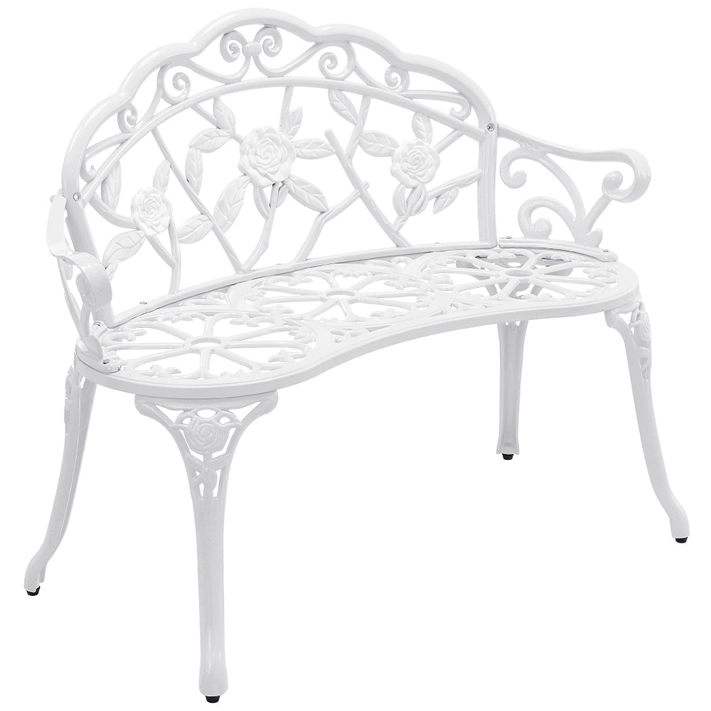 Panca da Giardino Monfalcone Panchina Decorativa con Motivi Floreali - Bianco casa.pro