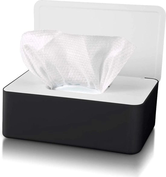 Tissue con coperchio, contenitore per asciugamani, cassetta di stoccaggio serviette impermeabile per ufficio domestico auto (nero (coperchio bianco))