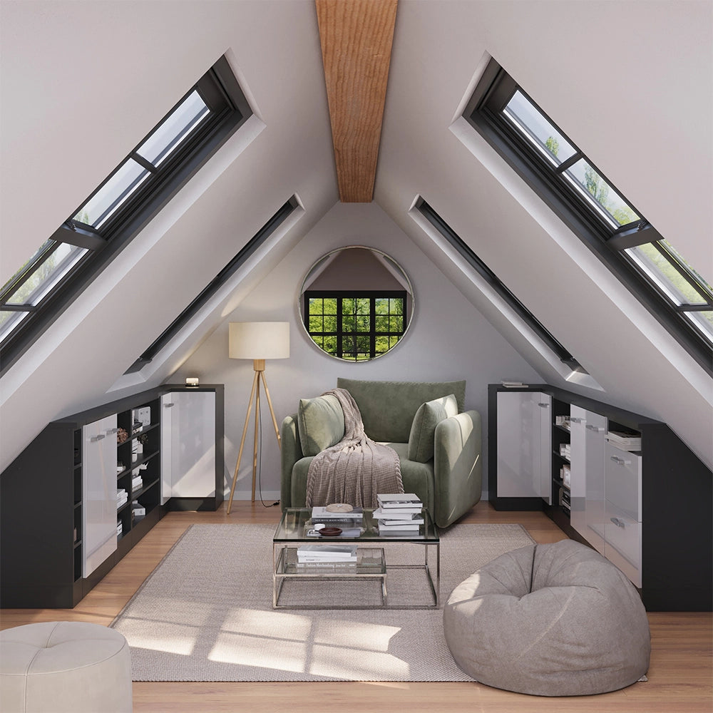 Mobile sottotetto Mobile angolare Rion Bianco lucido/Antracite 75.6 x 83.8 cm con 1 porta Vicco