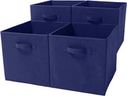 Set di contenitori opachi per bambini - Blu denim - 4 pezzi - Contenitori di scatola - Organizzatore di giocattoli - 33 x 37 x 33 cm.