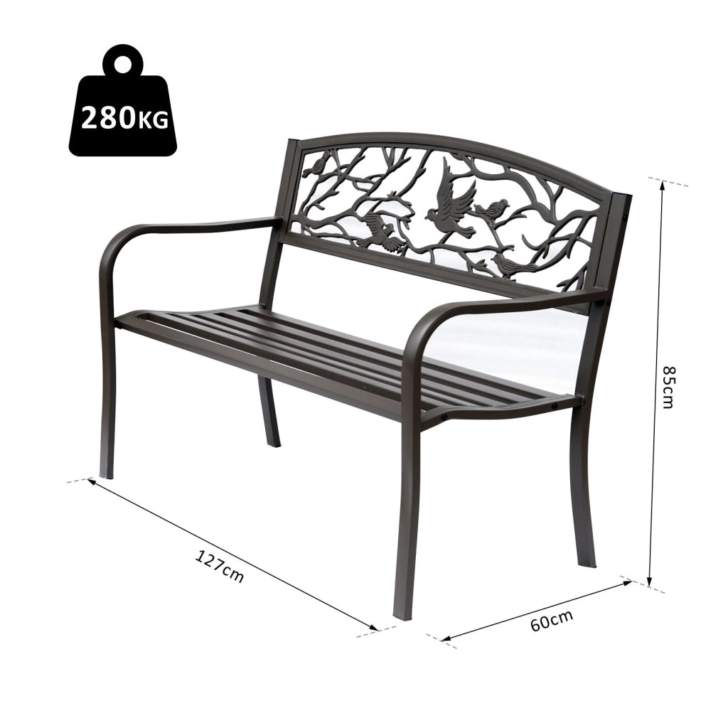 Banc de Jardin 3 Posti ¨C zephmum ¨C Marrone, Metallo, 127x60x85 cm