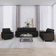 Set Divani 3 pz con Cuscini Nero in Tessuto 3201262