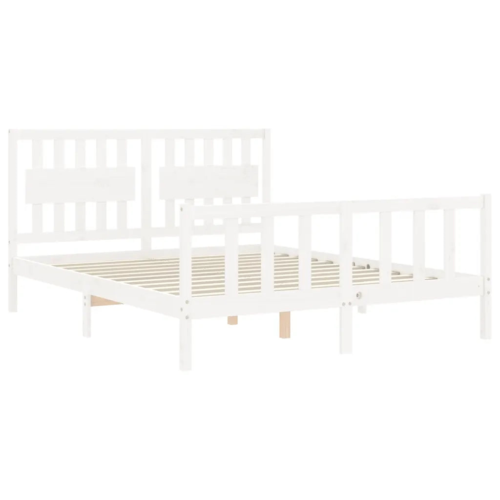 Giroletto senza Materasso-Struttura Letto Bianco 160x200 cm Legno Massello Pino 252731