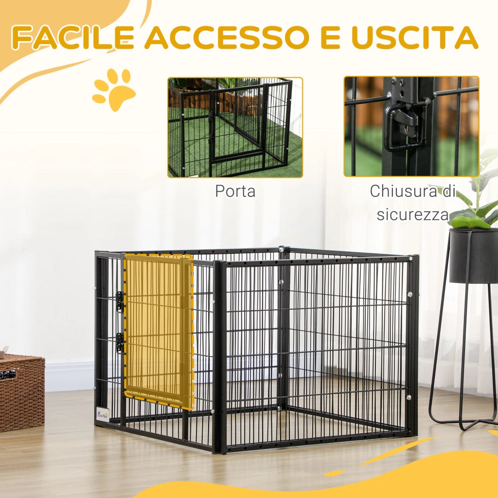 Recinto per Cani di piccola taglia con 6 pannelli per esterni e Interni, 82.5-150x79x61cm Metallo