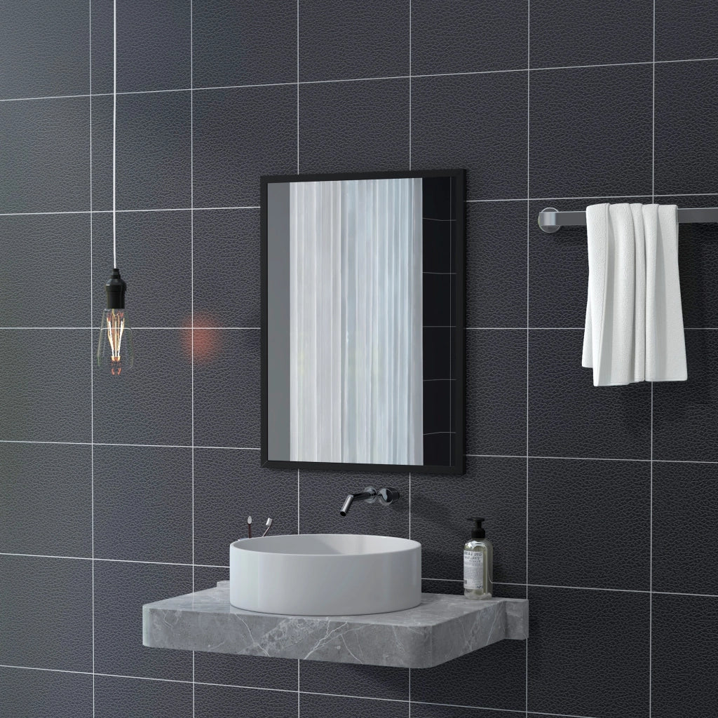 Specchio da Parete 80x60 cm ¨C zephmum ¨C Cornice in Legno Nero