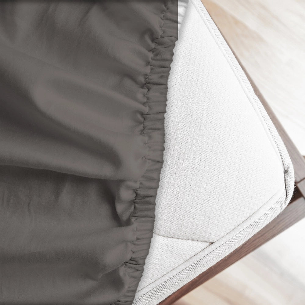 Lenzuolo letto sotto con angoli 100% puro cotone Made in Italy tinta unita Tortora - 1 Piazza maxi