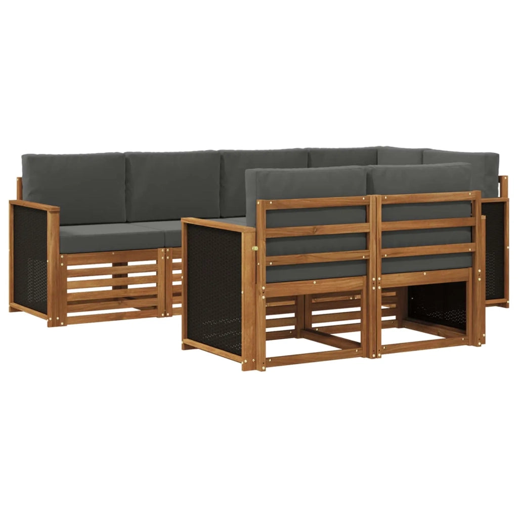 Set divano sezionale con cuscino 6 pcs Naturale e Antracite