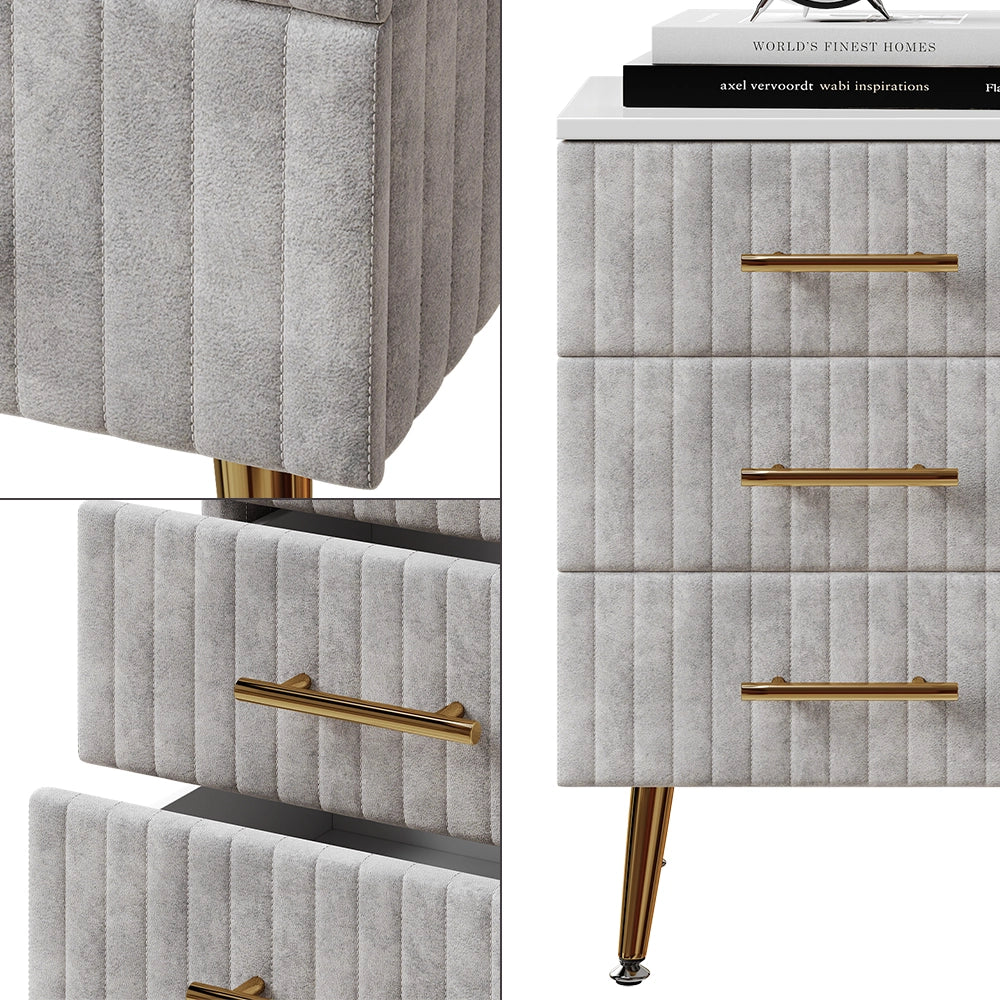 Vicco Comodino Grigio 41 x 62 cm con 3 cassetti