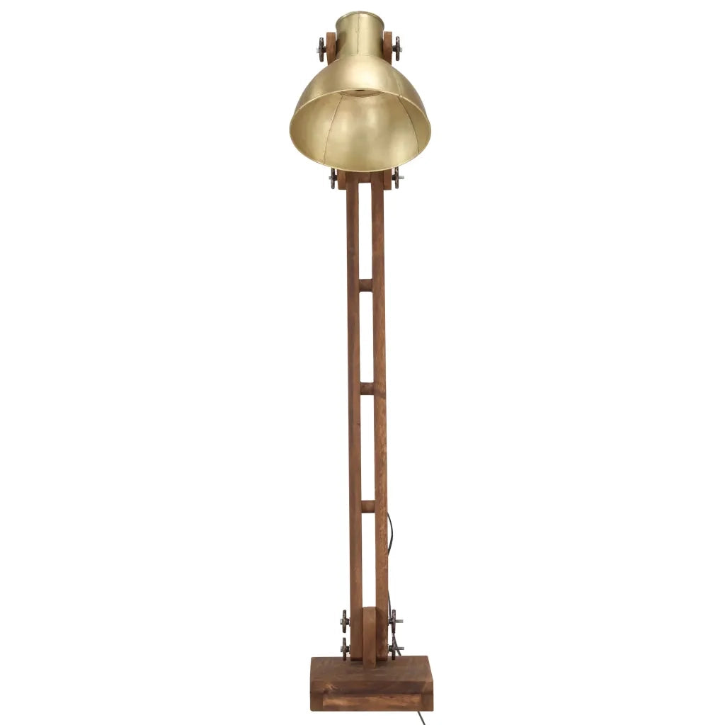 vidaXL Lampada da Pavimento Ottone in Legno Massello di Mango E27