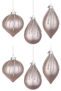 Pendagli Palline di Natale in Vetro Rosa Argento Goccia Addobbi Albero