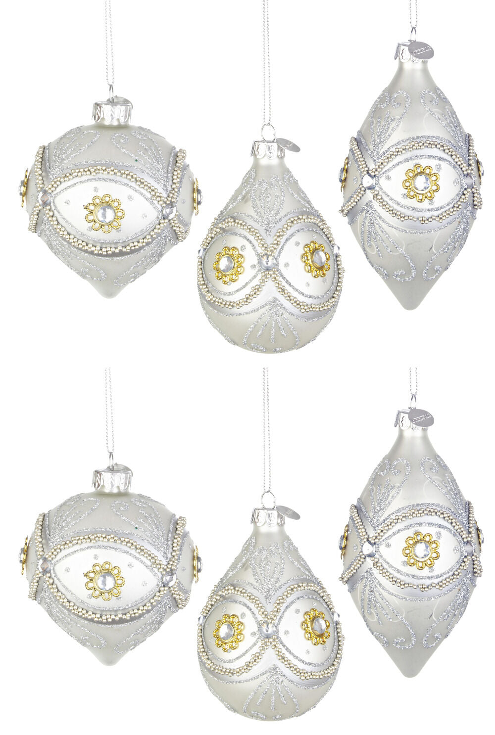 Pendagli Palline di Natale Vetro Argento Eleganti Occhio Goccia Addobbi Albero