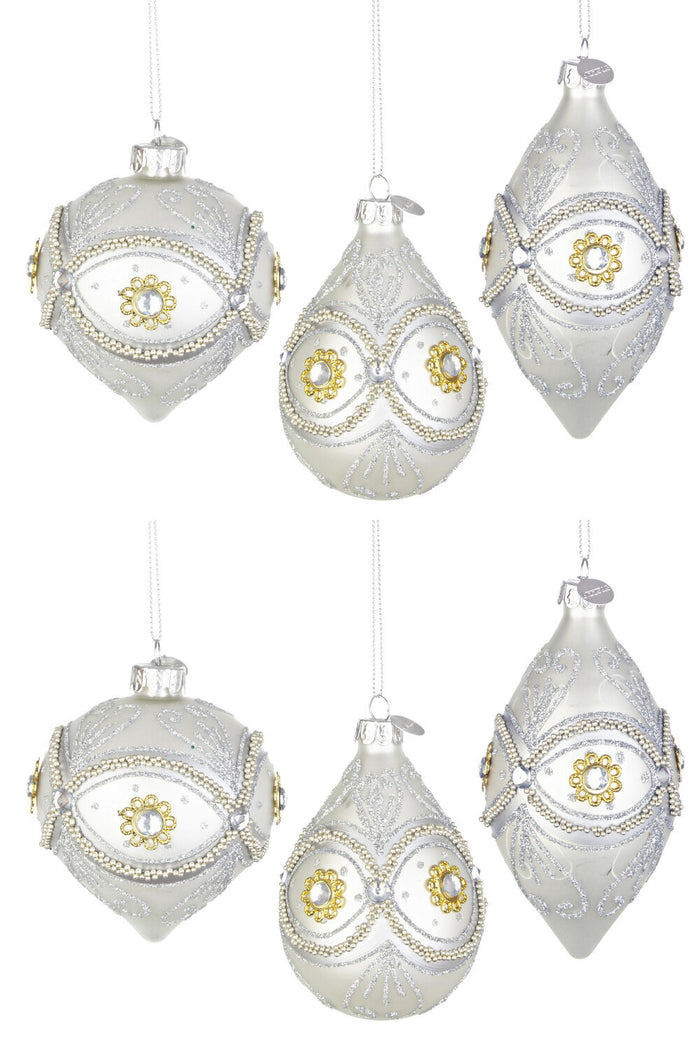 Pendagli Palline di Natale Vetro Argento Eleganti Occhio Goccia Addobbi Albero