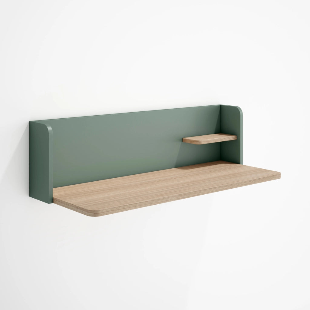 Scrivania da parete Herdasa effetto noce chiaro e  verde 25x90x35